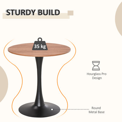 Lihamo Metal Brown Round Dining Table With Slim Base For Kitchen And Dining Spaces