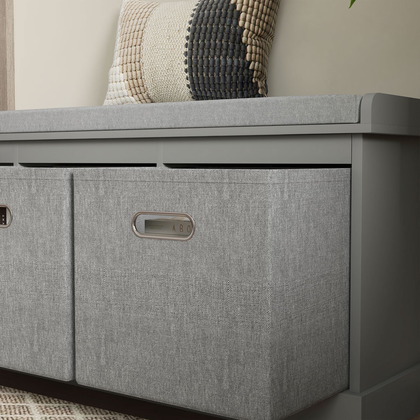 Marari Wooden Grey 3 Drawer Shoe Storage Bench With Padded Seat