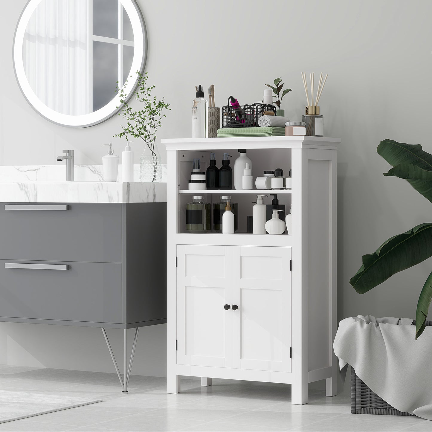 Nore Modern Multi Storage Bathroom Cabinet In White