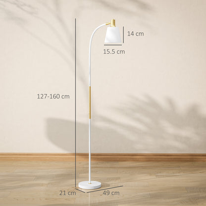 Nadino Metal White and Gold Adjustable Reading Floor Lamp With Spotlight Head