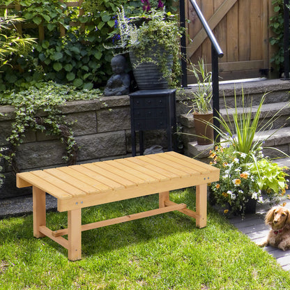Liveba 110cm Fir Wood Natural Backless 2 Seater Garden Bench Set With Slatted Seats