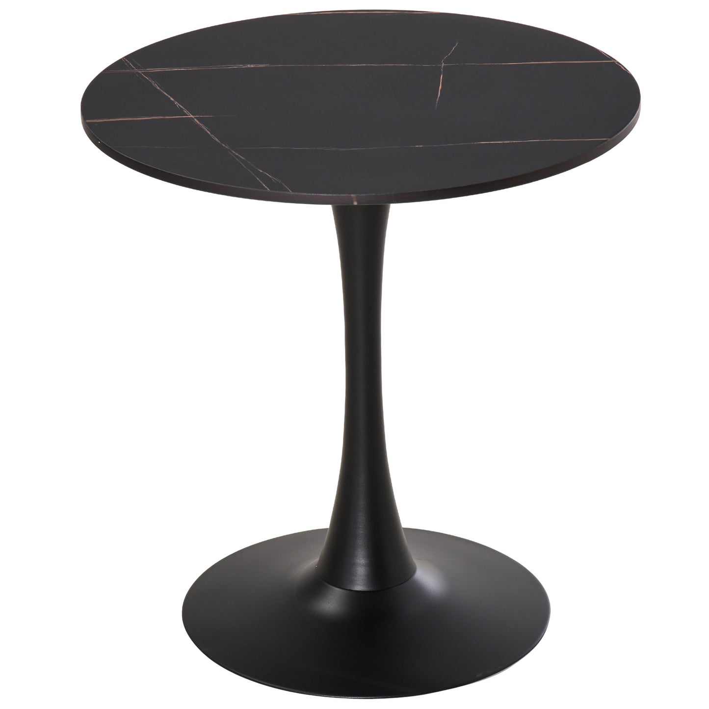 Dira Lina Metal And Wooden Black Round Bistro Dining Table