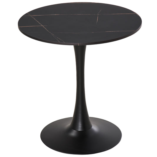 Dira Lina Metal And Wooden Black Round Bistro Dining Table
