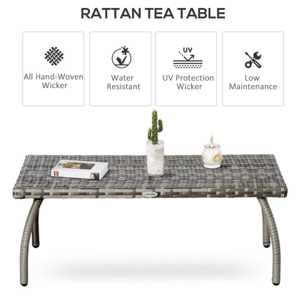 Kedo Grey Rattan Rectangle Outdoor Coffee Table With Woven Finish