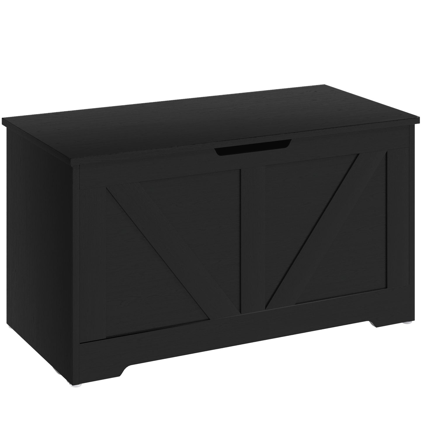 Kamari Black Wood Farmhouse Storage Chest Safety Hinges 100 Litre