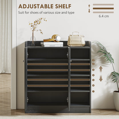 Rala Wooden Black Shoe Cupboard With 2 Doors 9 Shelves
