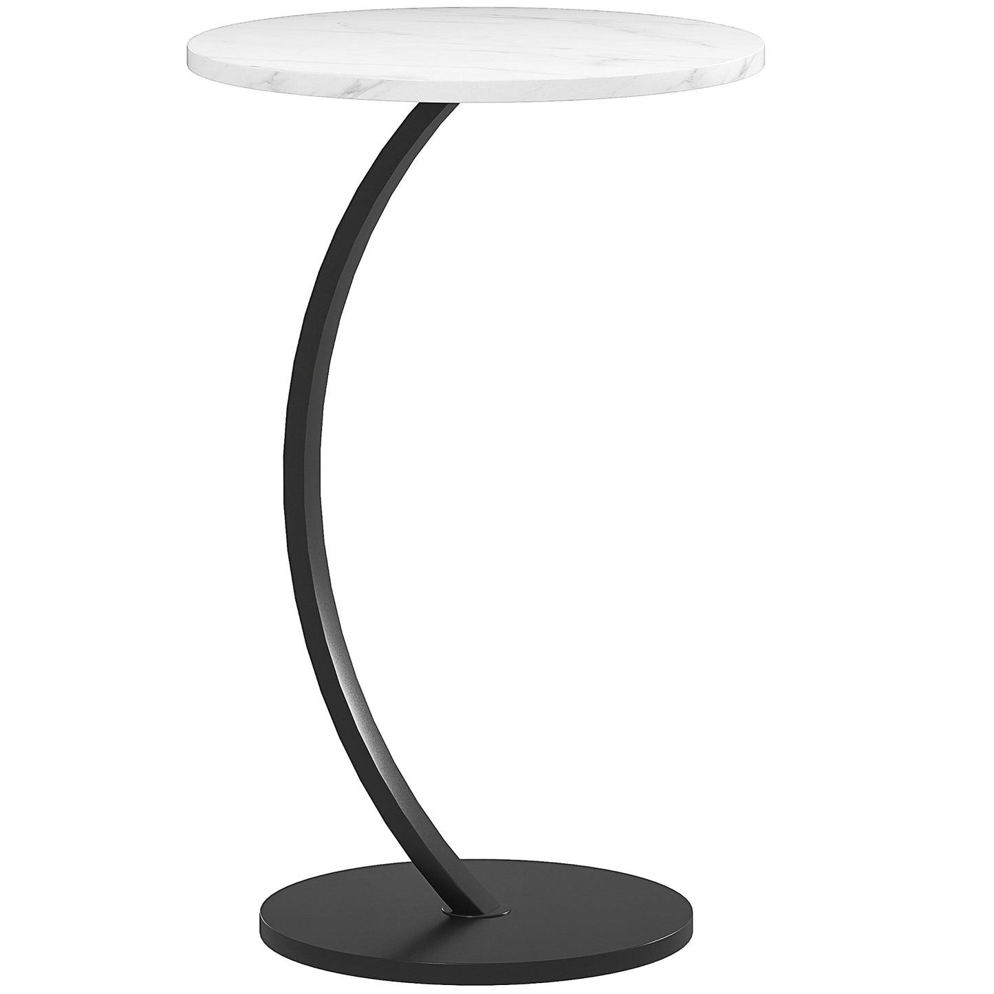 Dimo Round C Shaped Side Table With Marble Effect Top