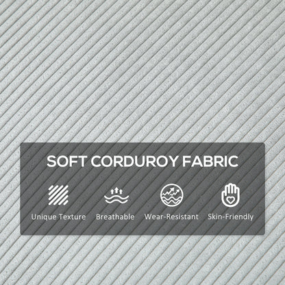 Pael Corduroy Light Grey 3 Seater Sofa Silver Metal Legs