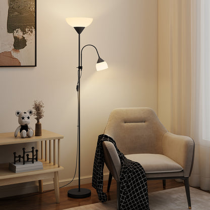 Rira Nido Metal Black LED Uplighter Floor Lamp With Adjustable Gooseneck