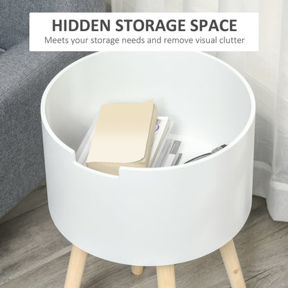 Seka Wood White Set Of 2 Round Bedside Tables With Storage