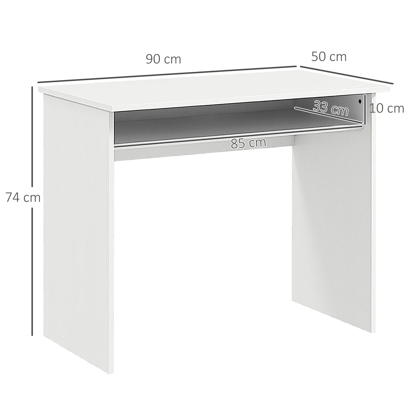 Doha 90cm Wooden White Wood Grain Compact Study Desk With Storage Shelf