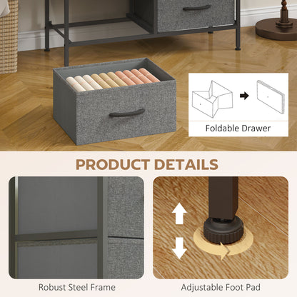 Rene Metal And Fabric Rustic Brown And Grey 8 Drawer Industrial Storage Dresser