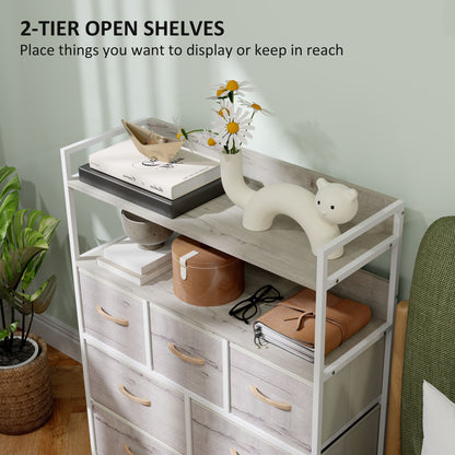 Rile Grey Fabric And Wood 7 Drawer Storage Chest