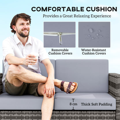 Noluha Grey Rattan 2 Seater Outdoor Sofa With Armrests