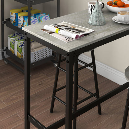 Dirive Wooden Grey 3 Piece Industrial Bar Table And Stool Set