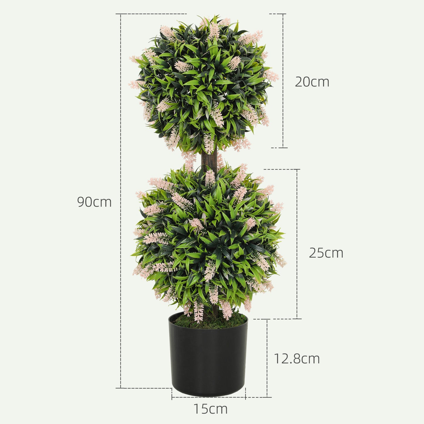 Nosu Set Of 2 Artificial Lavender Flower Ball Trees In Pots 70cm Pink