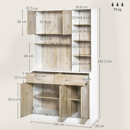 Dosefa Mita Wooden White Kitchen Sideboard With Countertop Drawers And Adjustable Shelves