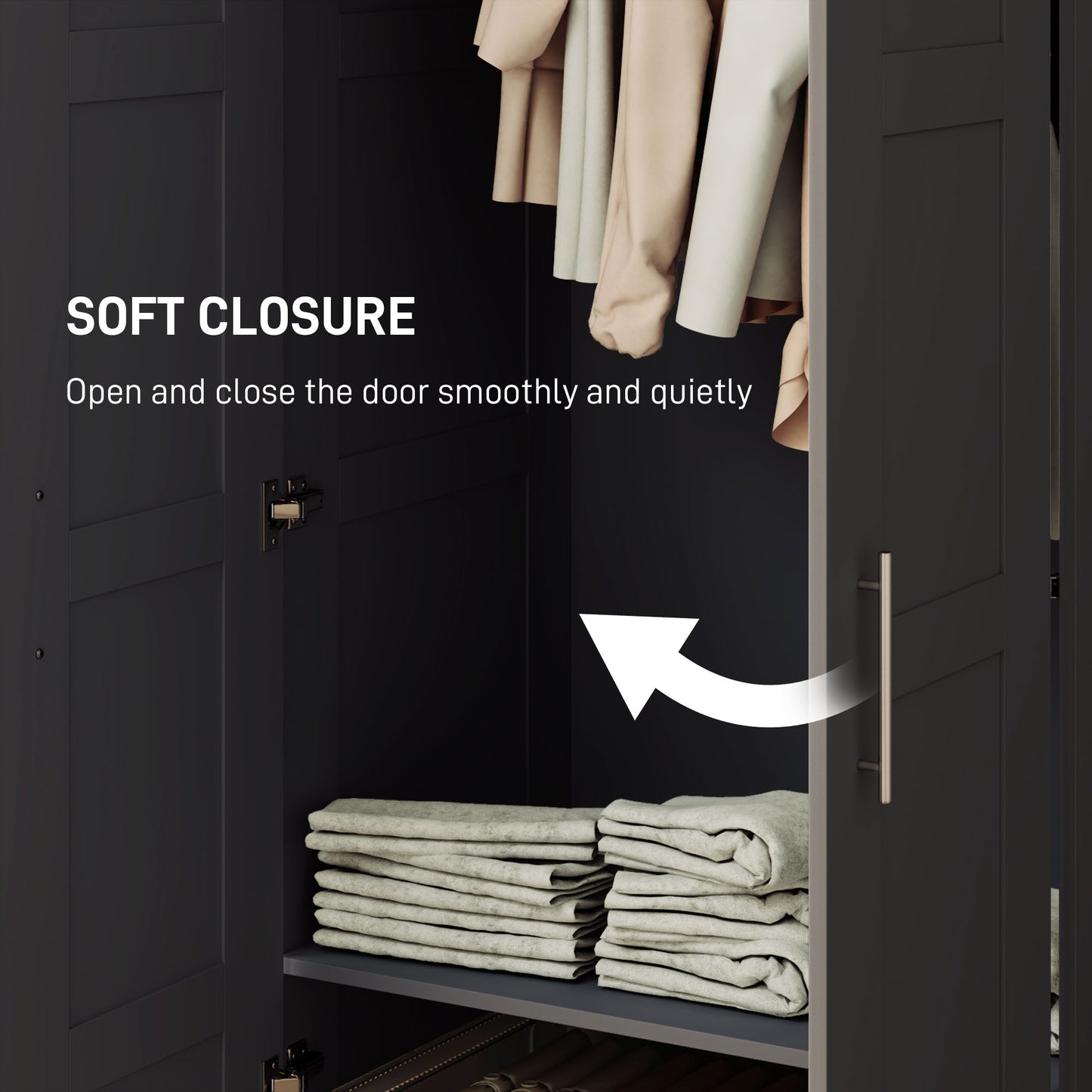 Corarani Wooden Black 2 Door Wardrobe With Hanging Rail Internal Shelving
