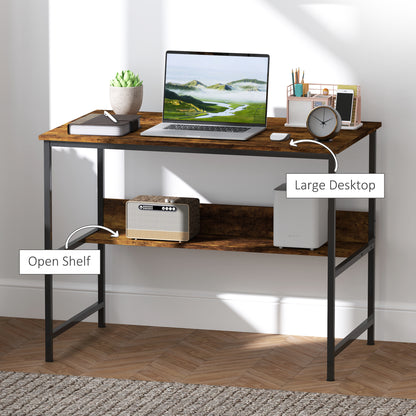 Kesare 100cm Wooden Rustic Brown 2 Tier Home Office Desk