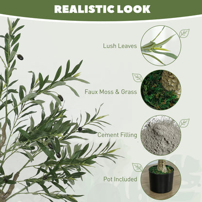 Vakese Pair Of Artificial Olive Style Trees With Silk Leaf Finish