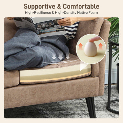Vaha Light Brown Faux Leather 2 Seater Sofa