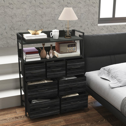 Latoli Fabric And Wood Black 7 Drawer Rustic Storage Chest