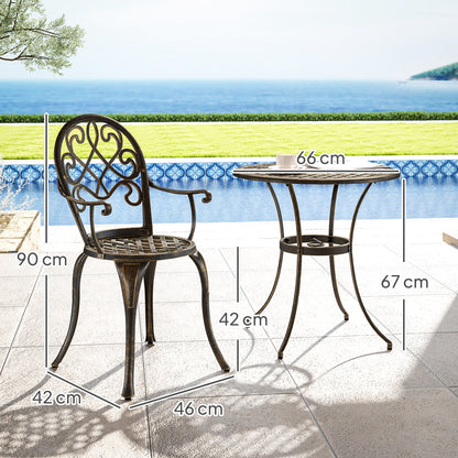 Ziraro Aluminium Bronze Tone 3 Piece Elegant Garden Bistro Set