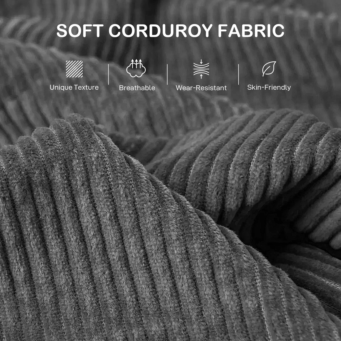 Mimi Corduroy Grey 3 Seater Jumbo Sofa With Scatter Cushions