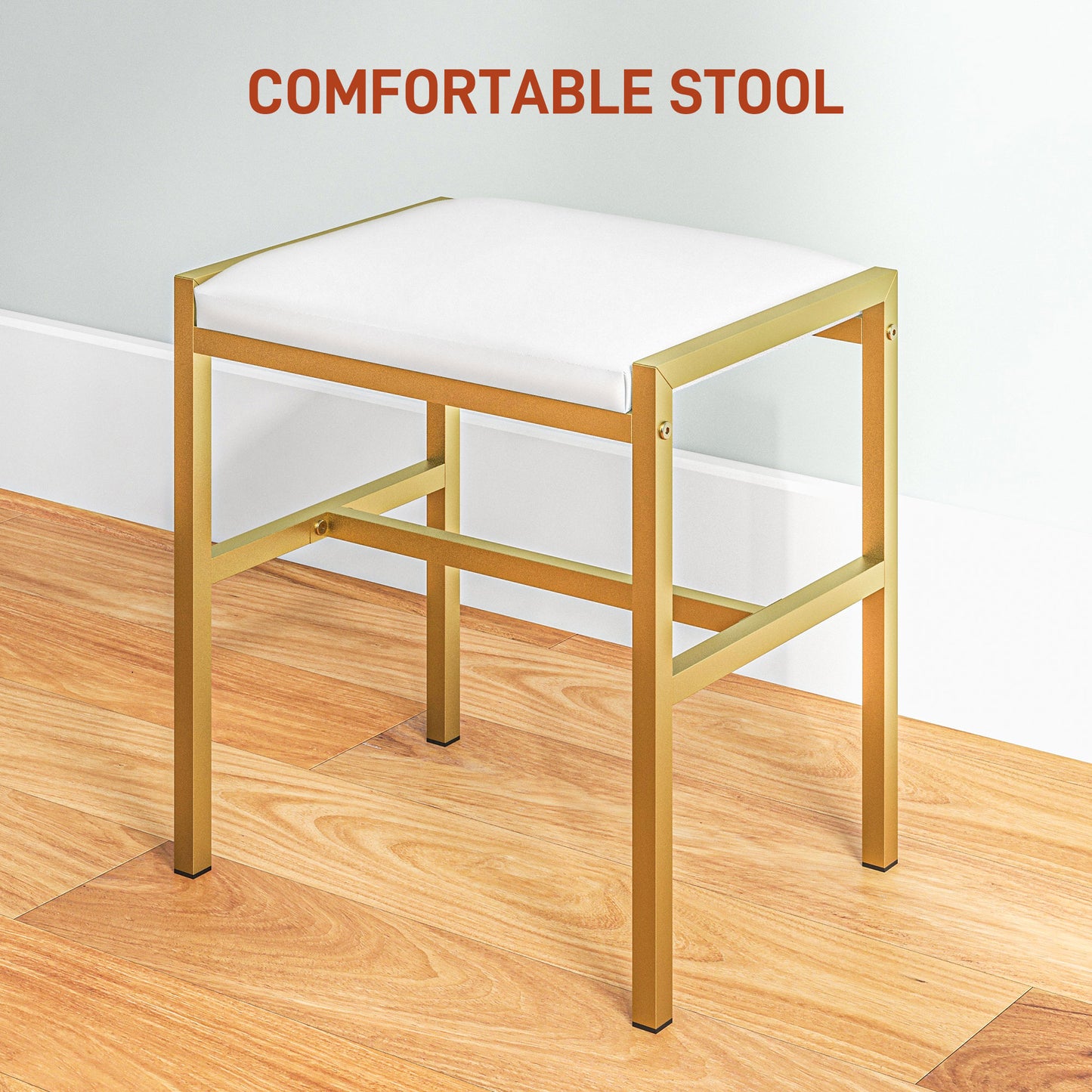 Doraro White LED Dressing Table With Lighted Mirror Cushioned Stool Drawers And Shelves