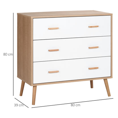 Elha Scandi White And Natural Wood 3 Drawer Storage Chest