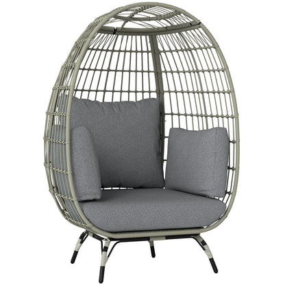 Tomova Grey Rattan Rope Grey Egg Chair with Cushions And Matching Pillows