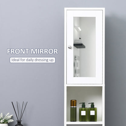 Sokana Tall Bathroom Storage Cabinet With Mirror And Adjustable Shelving Freestanding White