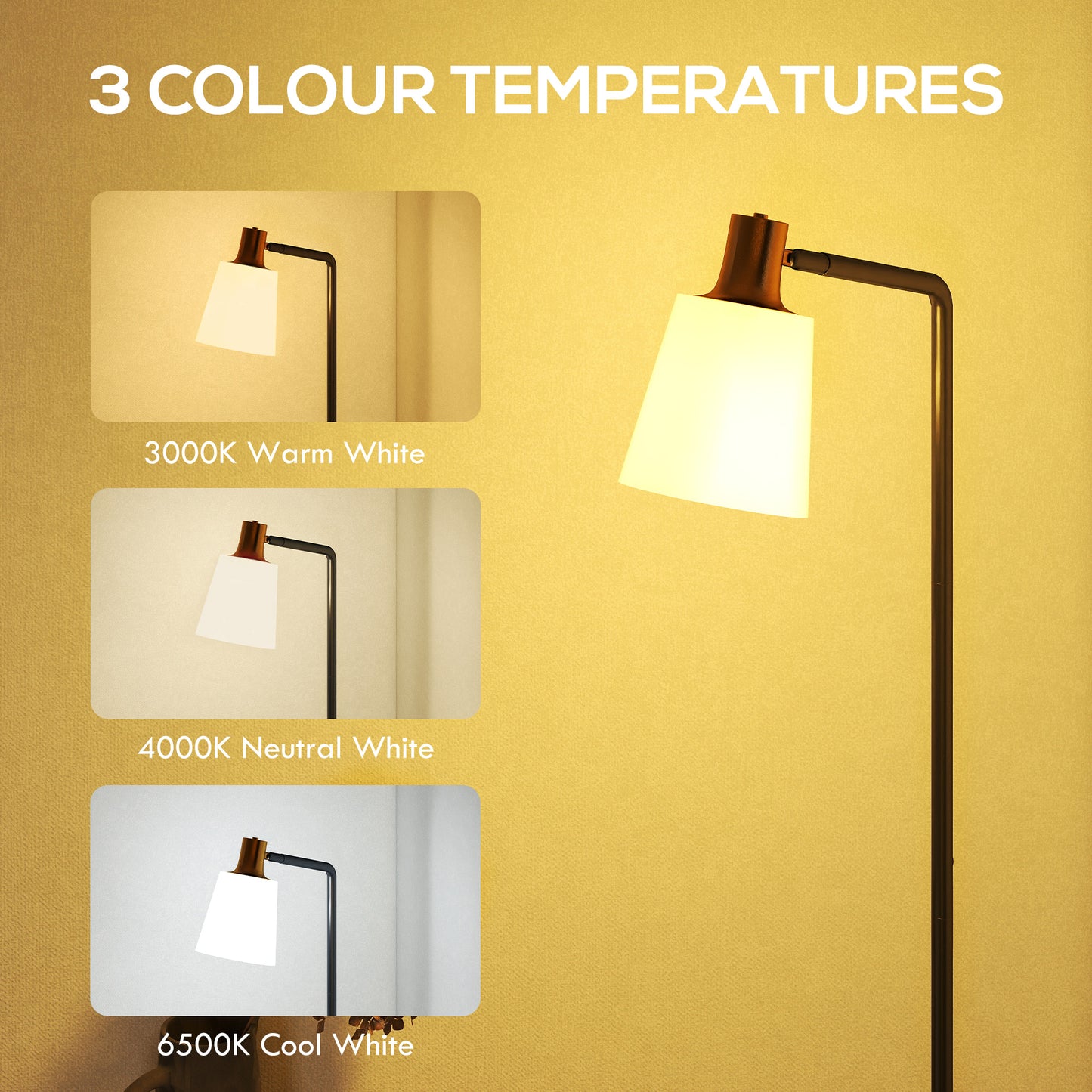 Copa Metal Black Adjustable Floor Lamp With Rotating Head And Multi Colour TemFauxrature Lighting