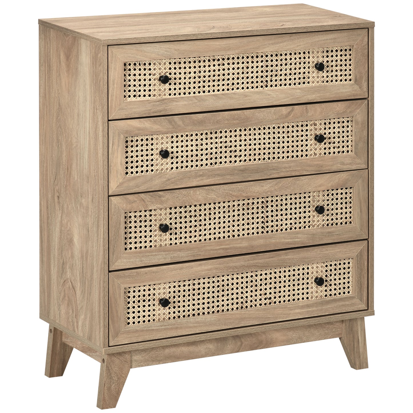 Mohetak Wood and Rattan 4 Drawer Storage Chest