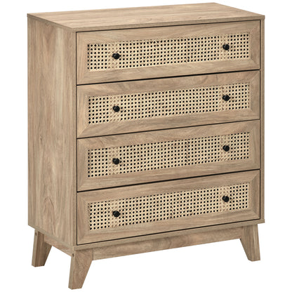 Mohetak Wood and Rattan 4 Drawer Storage Chest