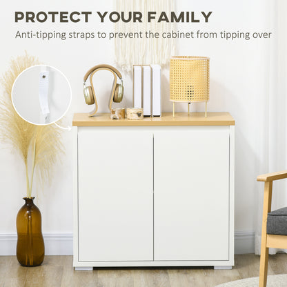 Nofi Fael White and Natural Sideboard With Double Doors