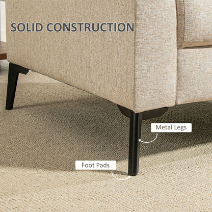 Rapara Linen Look Beige Accent Armchair Black Legs