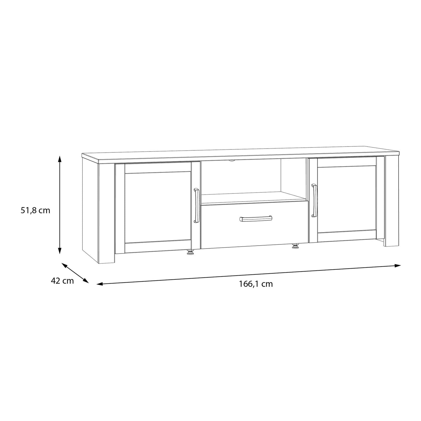 Bramblecroft Grey and Natural Oak Wood TV Unit 2 Door 1 Drawer