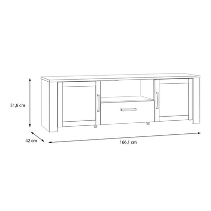 Bramblecroft Grey and Natural Oak Wood TV Unit 2 Door 1 Drawer
