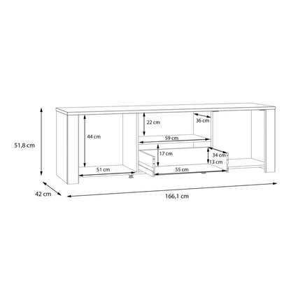 Bramblecroft Grey and Natural Oak Wood TV Unit 2 Door 1 Drawer