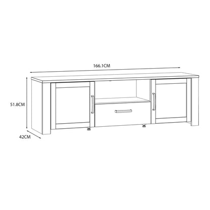 Bramblecroft White and Natural Oak Wood TV Unit 2 Door 1 Drawer