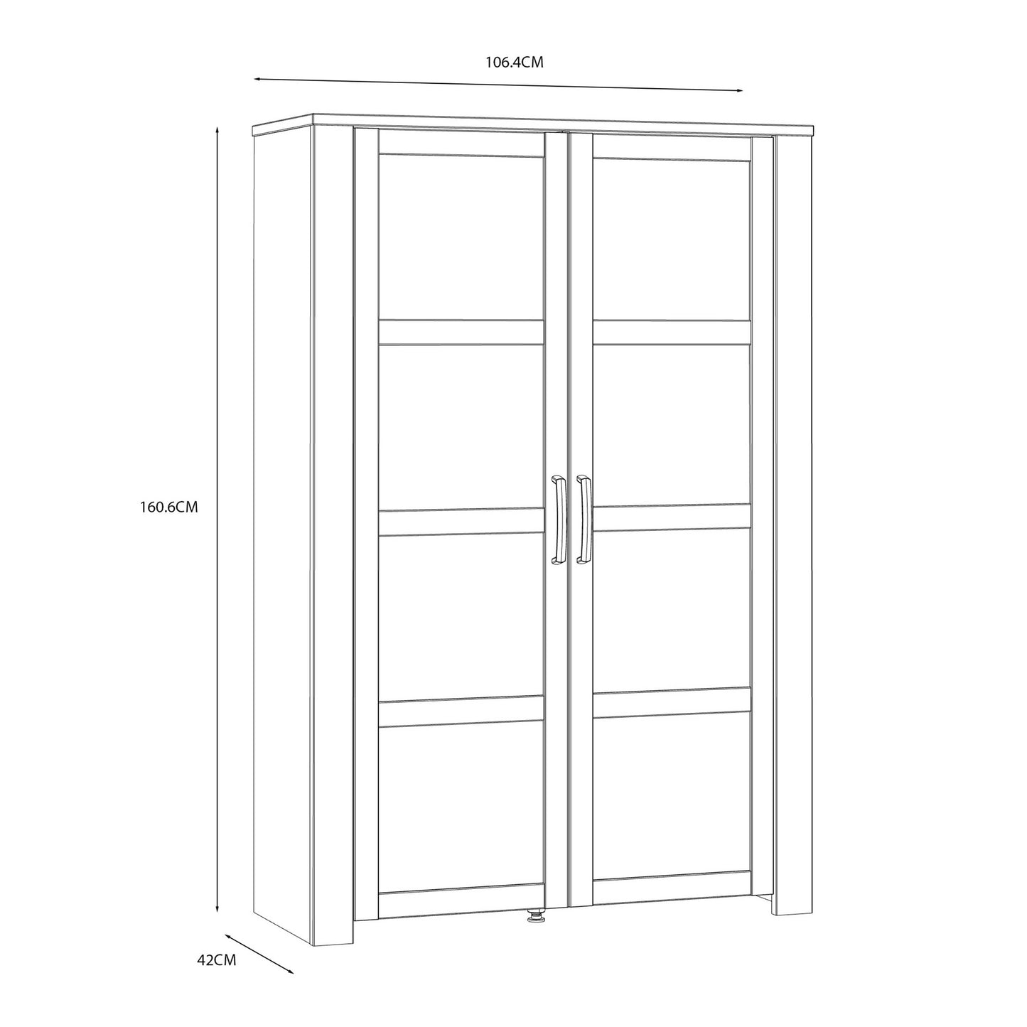 Bramblecroft Navy and Natural Oak Wood Display Cabinet 2 Door