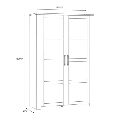 Bramblecroft Navy and Natural Oak Wood Display Cabinet 2 Door