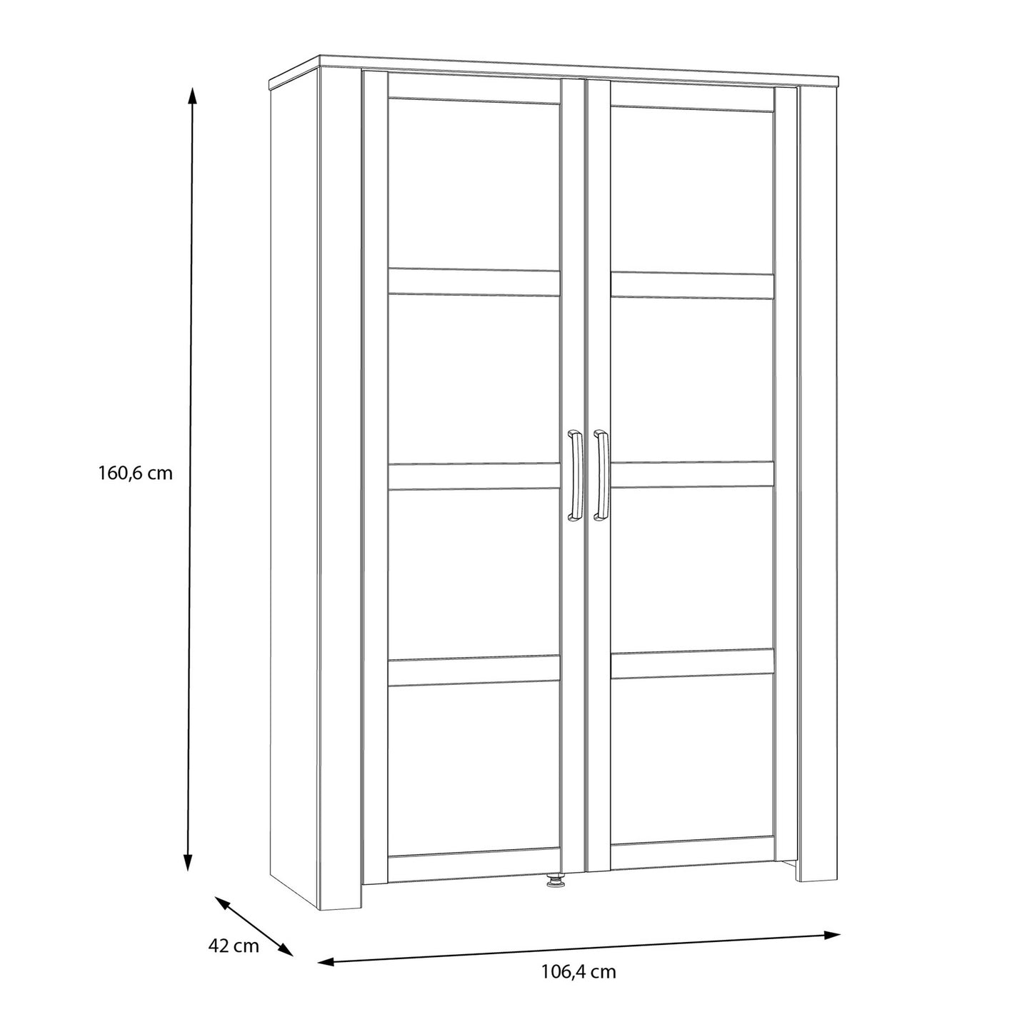 Bramblecroft Grey and Natural Oak Wood Display Cabinet 2 Door