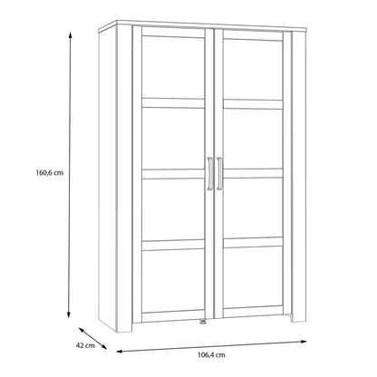 Bramblecroft Grey and Natural Oak Wood Display Cabinet 2 Door