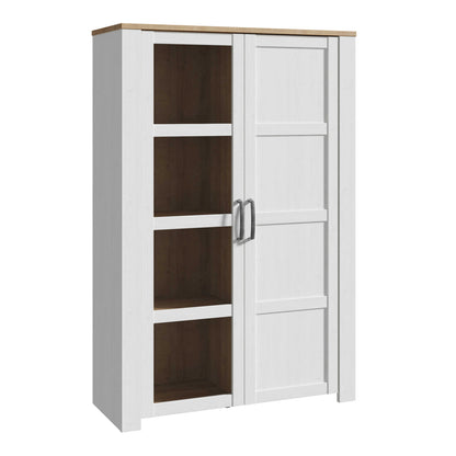 Bramblecroft White and Natural Oak Wood Display Cabinet 2 Doors