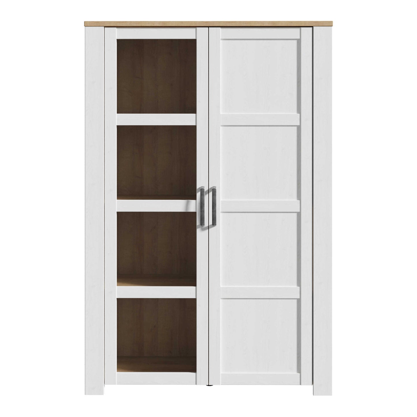 Bramblecroft White and Natural Oak Wood Display Cabinet 2 Doors