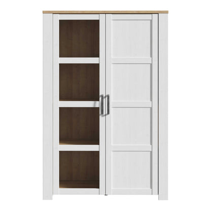 Bramblecroft White and Natural Oak Wood Display Cabinet 2 Doors