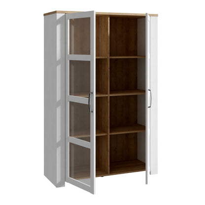 Bramblecroft White and Natural Oak Wood Display Cabinet 2 Doors