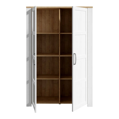 Bramblecroft White and Natural Oak Wood Display Cabinet 2 Doors